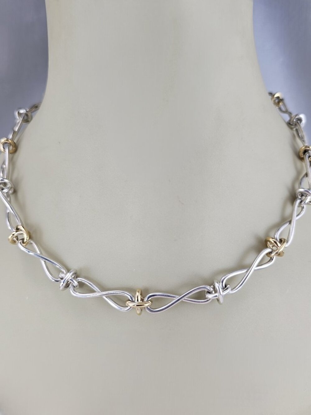 Tiffany & Co. Paloma Picasso Sterling Silver 18K Infinity Knot Necklace #25599 - Picture 6 of 7